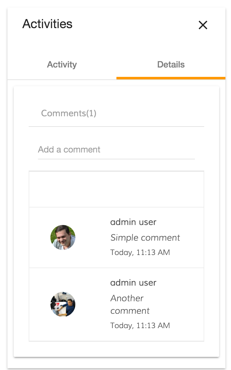 adf comment component with profile image